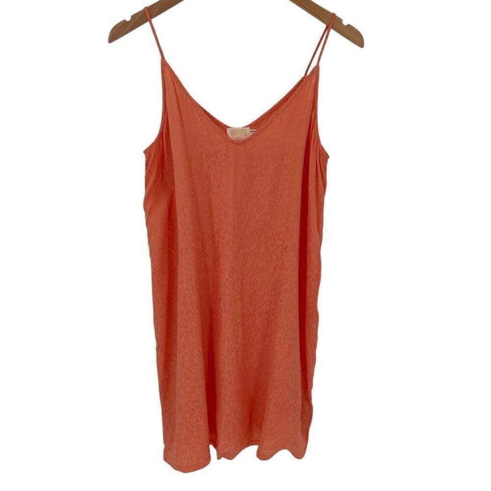 Nation LTD V-Back Penelope Mini Slip Dress Sleeveless Leopard Peach Women Small